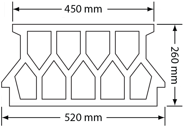 Wymiary Pustak stropowy ognioodporny R60 H30
